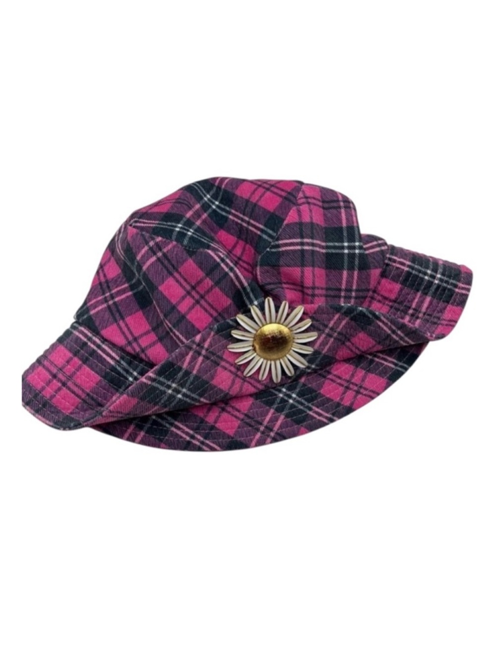 Madden NYC Pink Black Bucket Hat Flower Brooch One Size